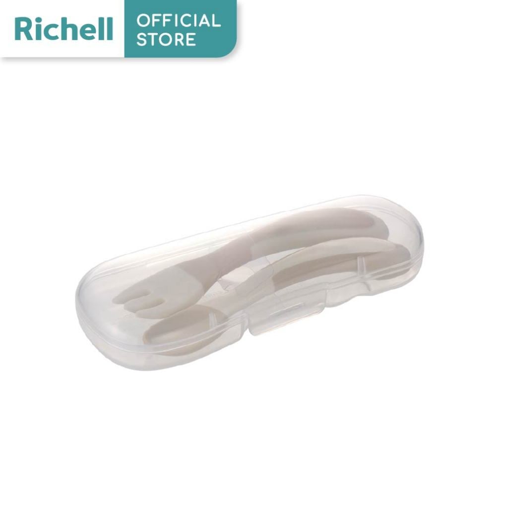 Richell TLI Pinch Grip Spoon & Fork (dengan Case)