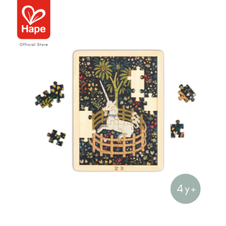 Hape the MET Collection! Unicorn in a Garden Puzzle – أحجية وحيد القرن في الحديقة صورة 5