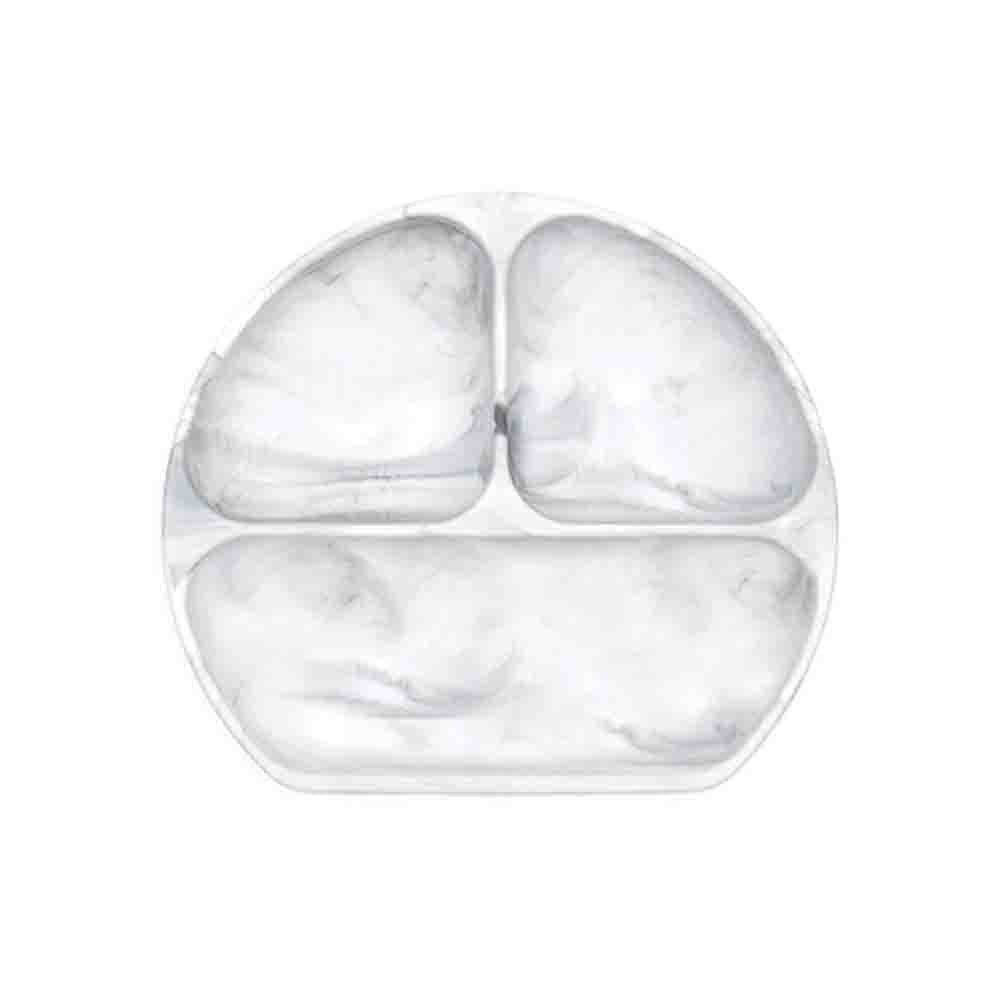 صحن سيليكون مقسّم بقاعدة شفط مانعة للانزلاق Bumkins Silicone Grip Dish - لون Marble