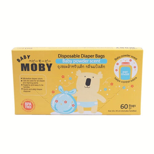 Baby Moby ถุงขยะกลิ่นแป้ง Disposable Diaper Bags 60 ถุง (8859515500176)