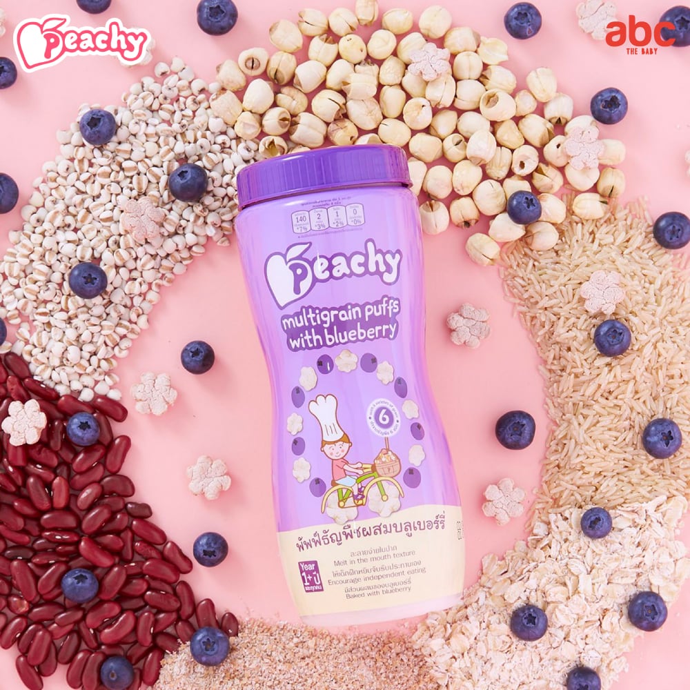 SHOPEE: Peachy ขนมเด็ก พัฟฟ์ธัญพืช ผสมบลูเบอร์รี่ Multigrain Puffs with Blueberry สำหรับเด็ก 1 ปีขึ้นไป (แพ็ค 2 ขวด) รูปที่ 3