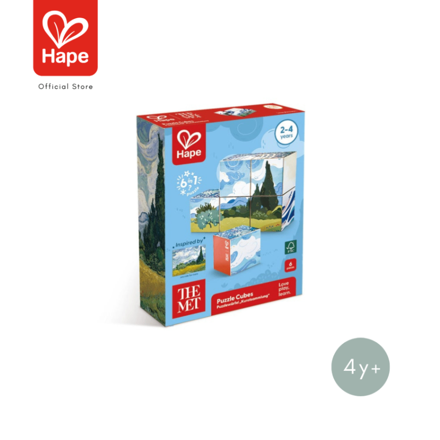 Hape The Met Collection Puzzle Cubes – 6-in-1 Wooden Art Puzzle image 6