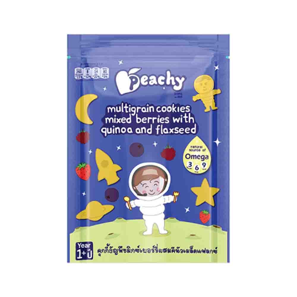 Peachy بسكويت متعدد الحبوب بالتوت المشكّل مع الكينوا وبذور الكتان (50g) R17