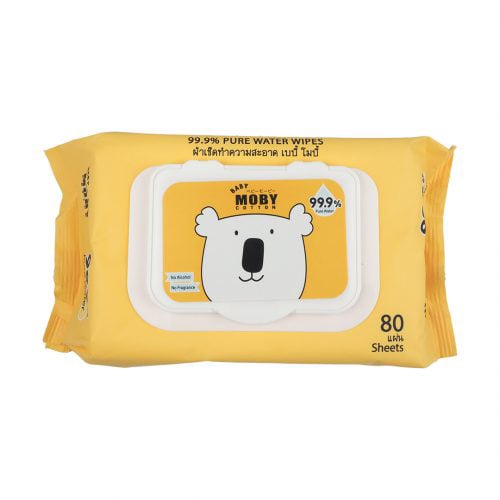 Baby Moby ผ้าเช็ดทำสะอาด 99.9% เพียววอเตอร์ Baby Wipe 80 แผ่น (8886510520397)