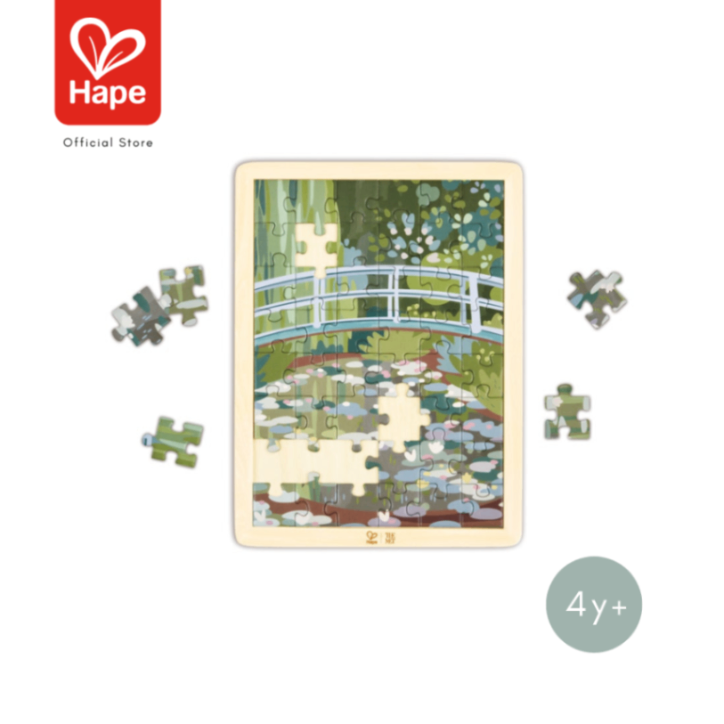 Hape the MET Collection! Monet Water Lily Garden Puzzle – أحجية حديقة زنابق الماء لمونيه صورة 2