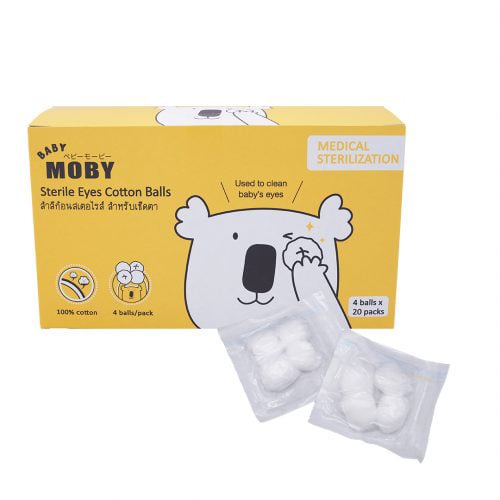 Baby Moby สำลีก้อนสเตอไรส์แบบกล่อง Sterile Eyes Cotton Balls 8859515500329