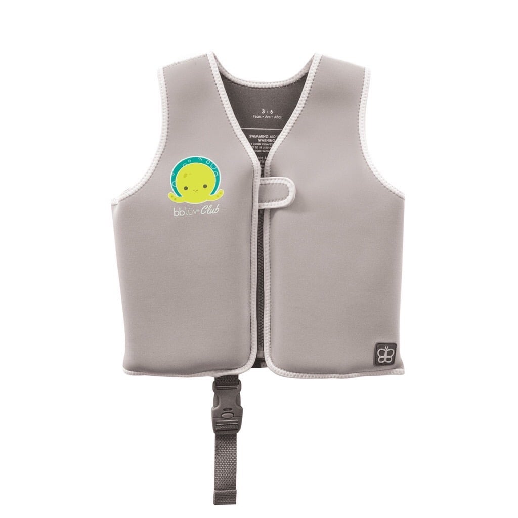 BBLÜV – BBL14 – Näj – Grey – سترة سباحة Swim Vest مقاس Small (1-3 سنوات) – سترة نجاة للسباحة مصنوعة من النيوبرين