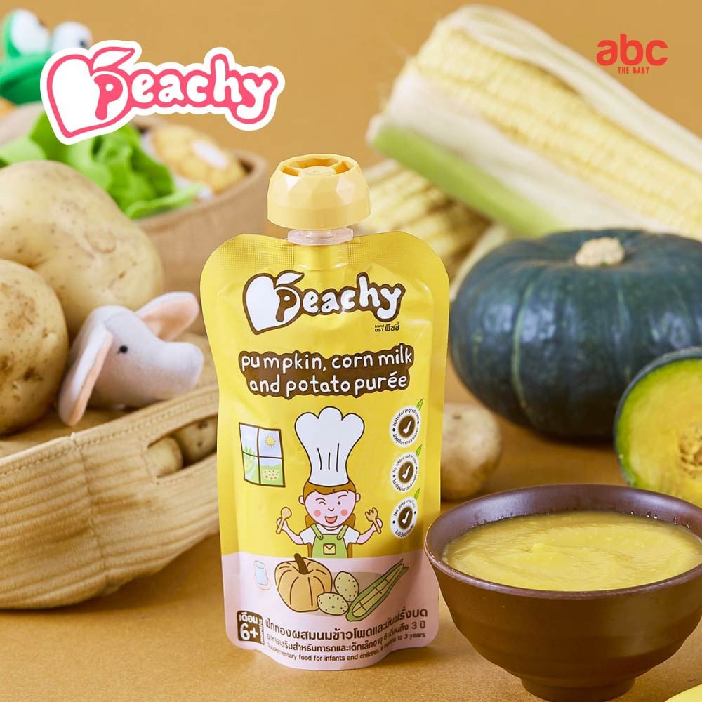 SHOPEE: هريس أطفال Peachy باليقطين وحليب الذرة والبطاطس Pumpkin Corn Milk and Potato (+6 أشهر، 3 أكياس) صورة 3