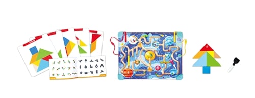 Hape Space Maze & Tangram Board – لوح مغناطيسي للمتاهة والتانغرام بطابع الفضاء