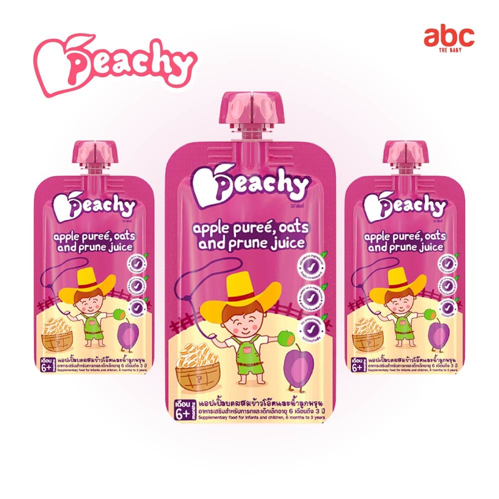 SHOPEE: هريس أطفال Peachy بالتفاح والشوفان وعصير البرقوق Apple Puree, Oats and Prune Juice (+6 أشهر، 3 أكياس) صورة 2