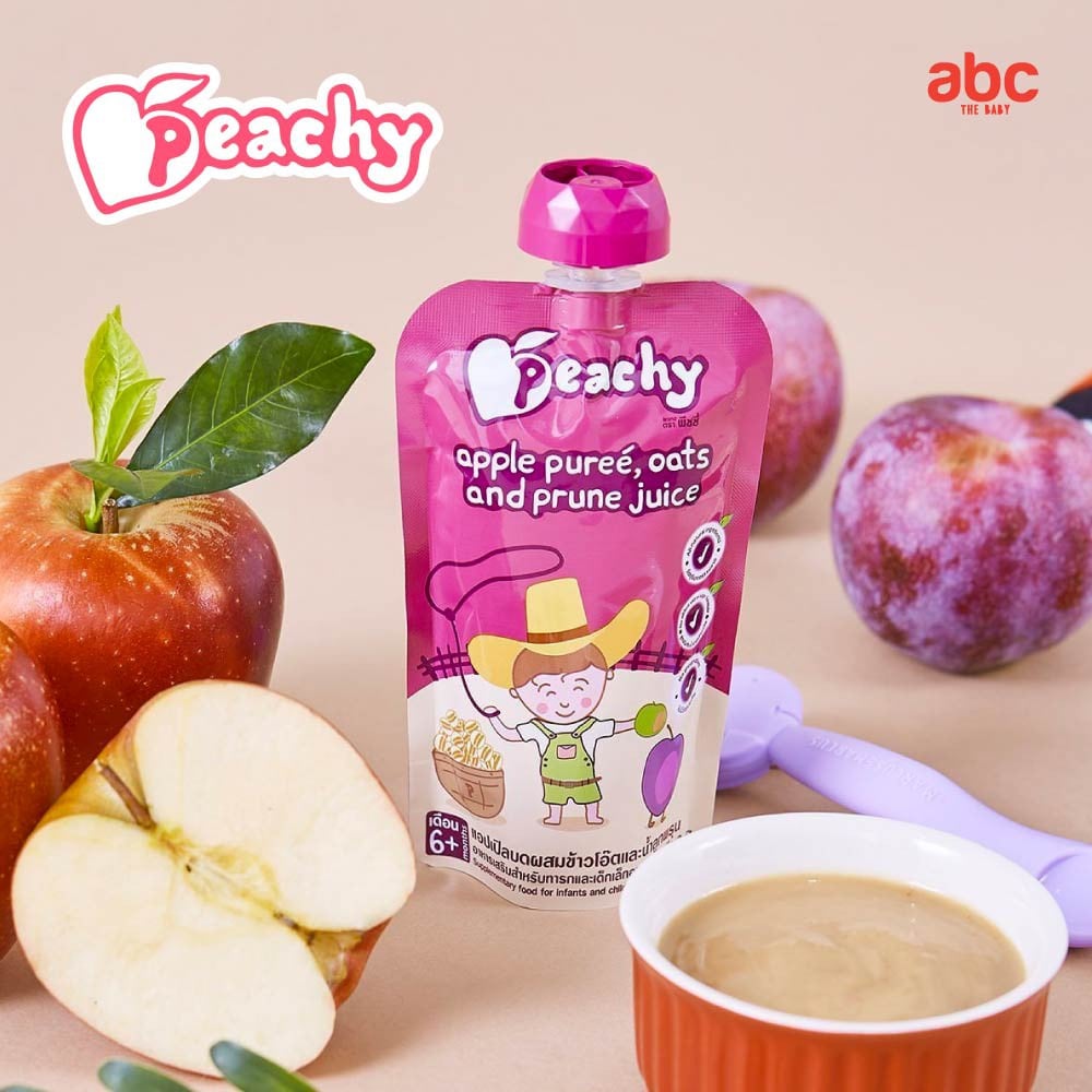 SHOPEE: هريس أطفال Peachy بالتفاح والشوفان وعصير البرقوق Apple Puree, Oats and Prune Juice (+6 أشهر، 3 أكياس) صورة 3