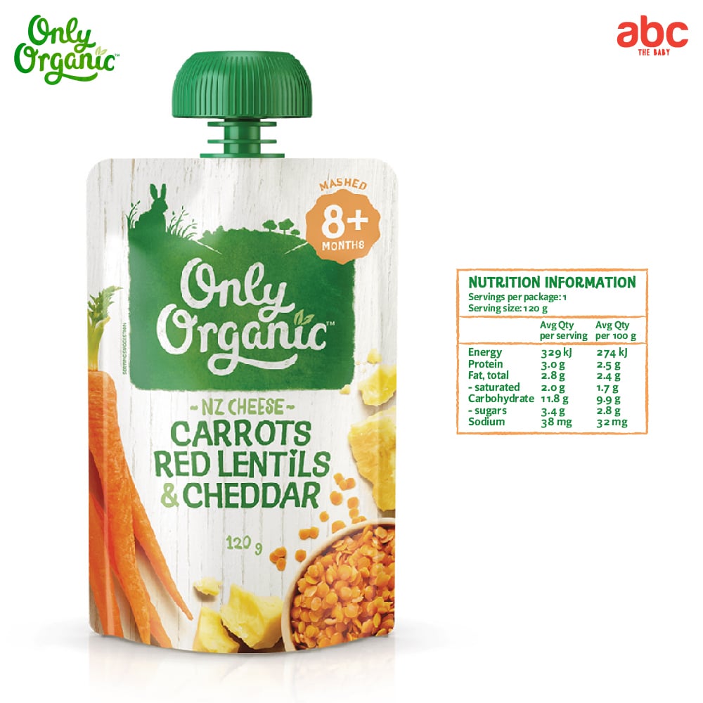 SHOPEE: طعام أطفال Only Organic بالجزر والعدس الأحمر والشيدر Carrot Red Lentils & Cheddar للأطفال من عمر 6 أشهر فأكثر (عبوة من كيسين) صورة 5
