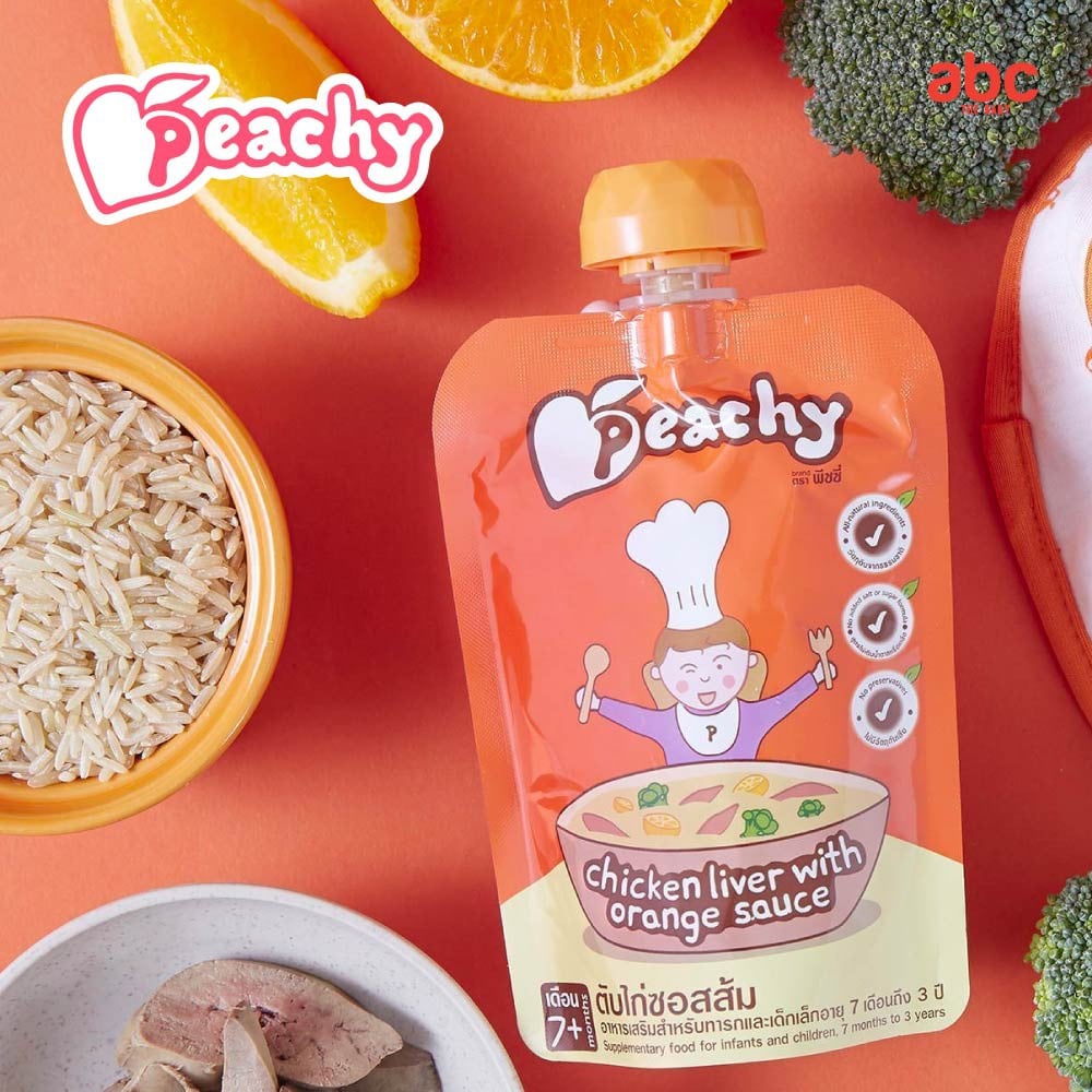 SHOPEE: Peachy อาหารเด็ก บดเหลว รสตับไก่ซอสส้ม Chicken Liver with Orange Sauce (7M+, จำนวน 3 ซอง) รูปที่ 4