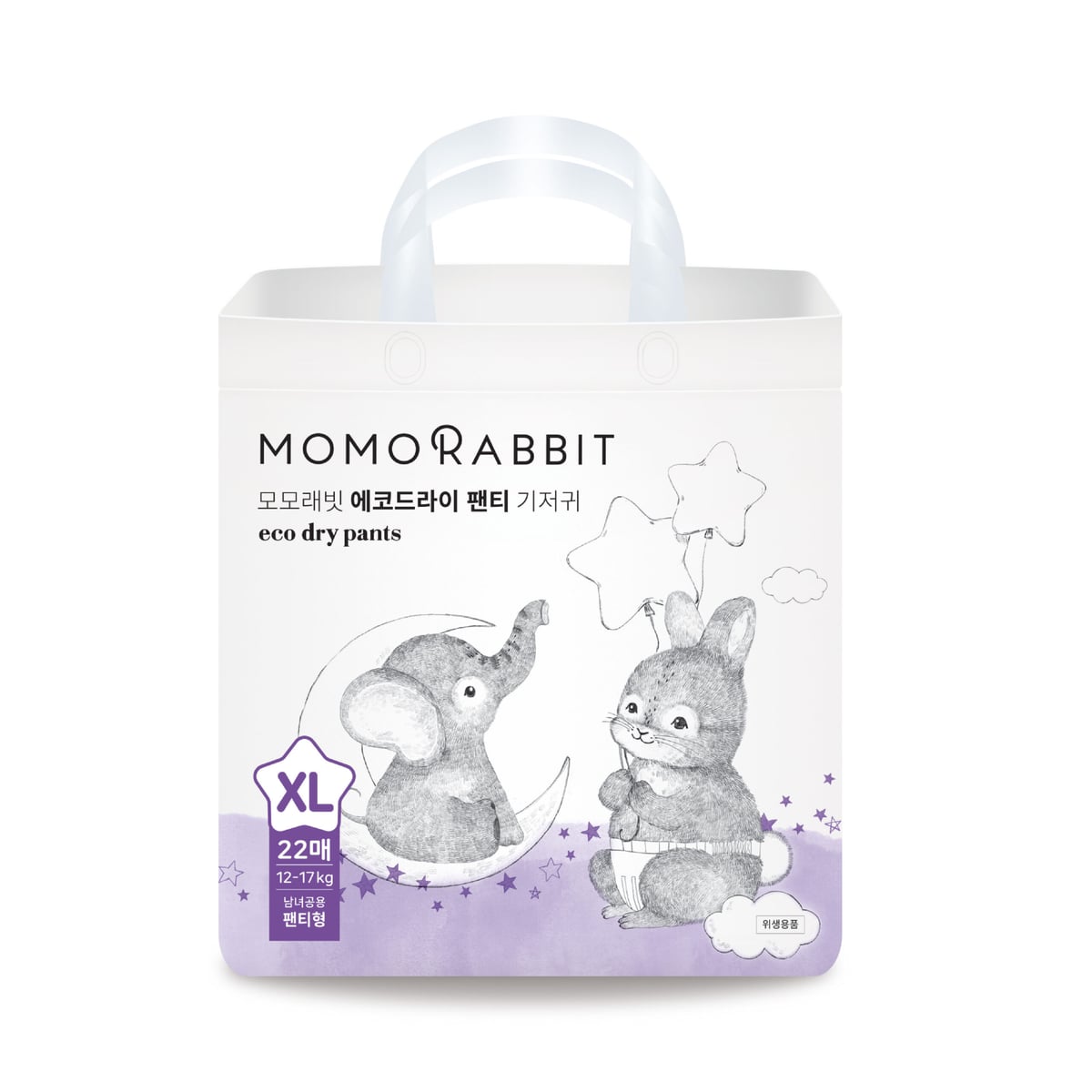 MomoRabbit حفاضات أطفال Premium Baby Diapers (Eco Dry) – مقاس XL